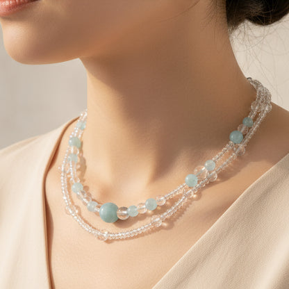 Layered Sea Glow Crystal Necklace