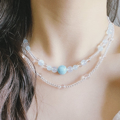 Layered Sea Glow Crystal Necklace