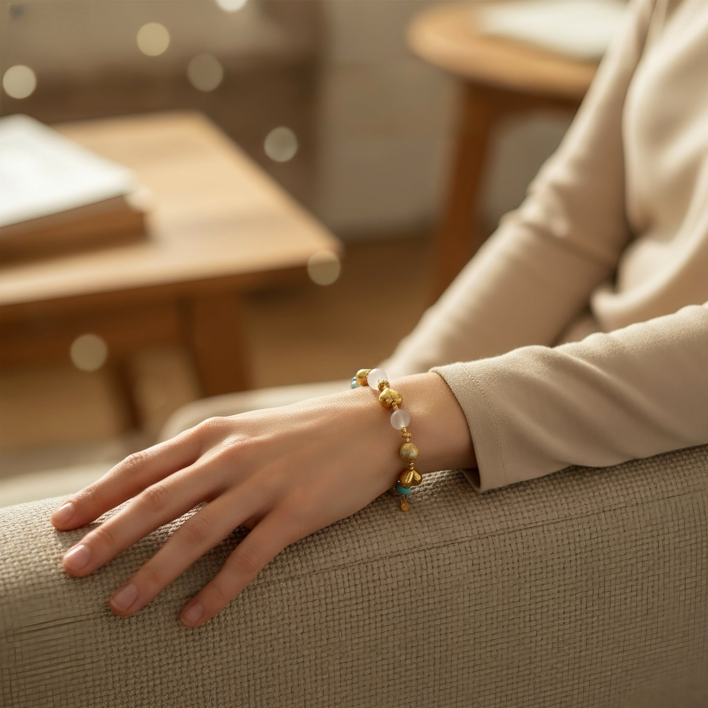Moonstone Turquoise Silver Heart Bracelet