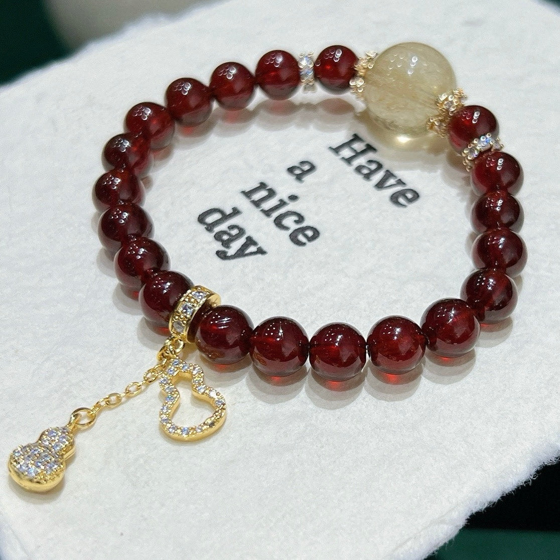 Garnet Goddess Crystal Bracelet