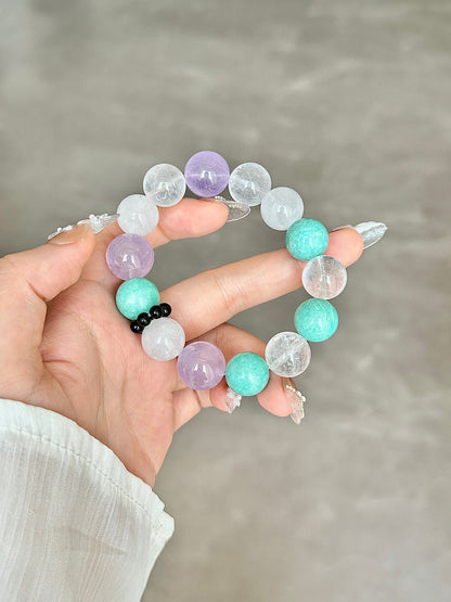 Green - Field & Purple - Dream Crystal Bracelet