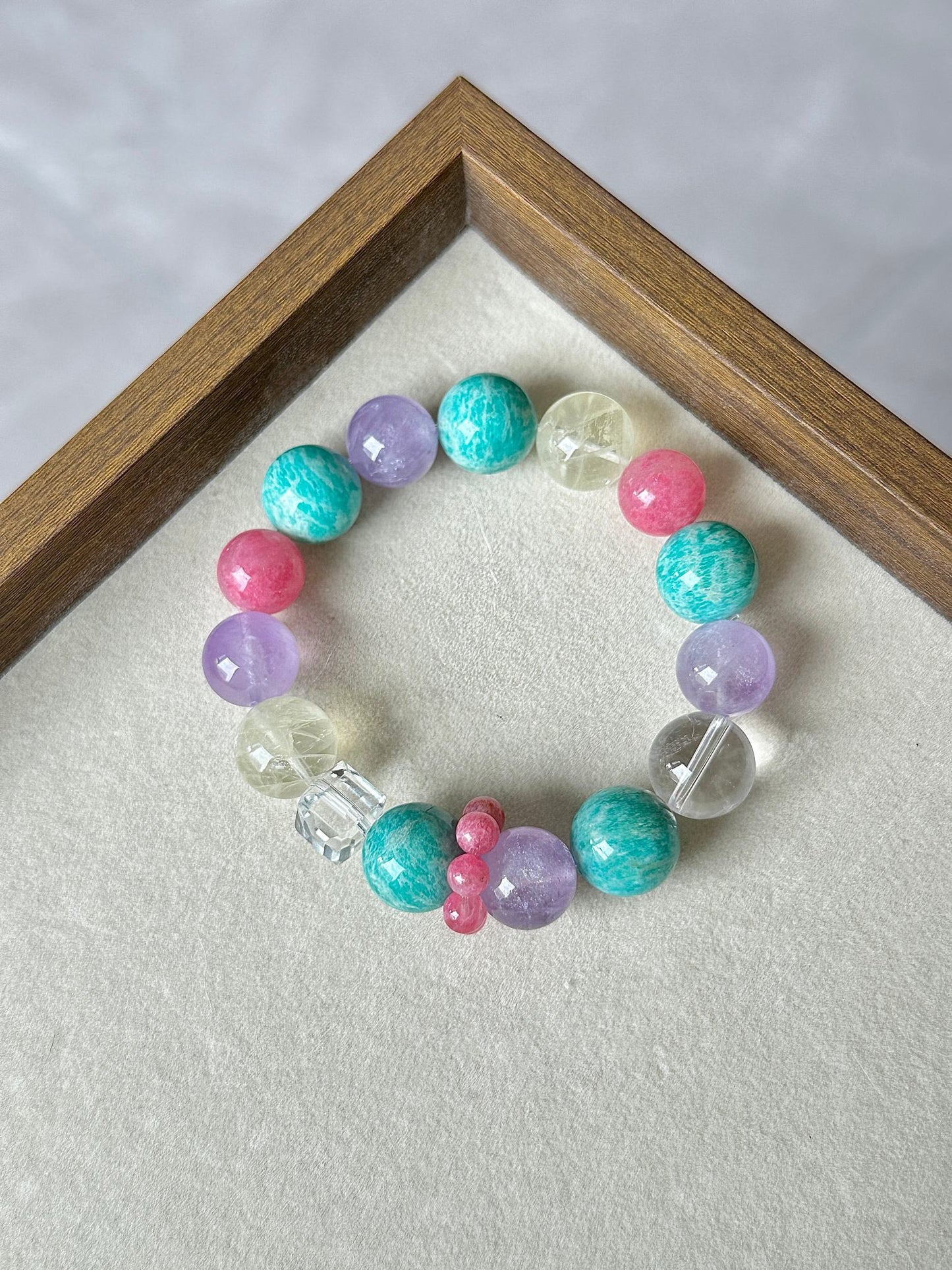 Lavender Mint Strawberry Crystal Bracelet