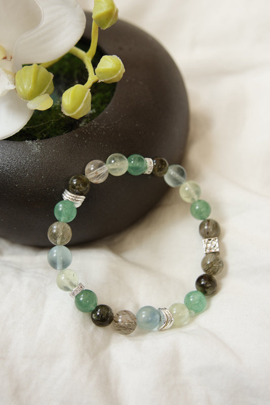 Green Rutilated Quartz & Prehnite Bracelet