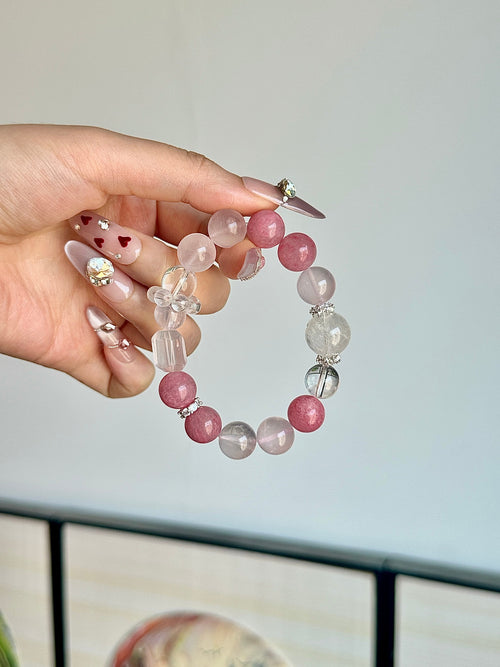 Strawberry Cake Pink Crystal Bracelet