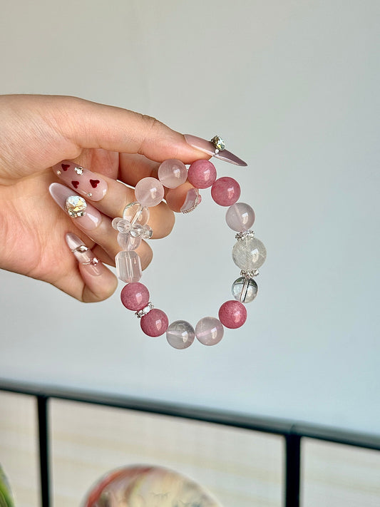 Strawberry Cake Pink Crystal Bracelet
