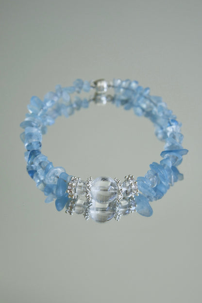 Magnetic Clasp Aquamarine & White Crystal Bracelet
