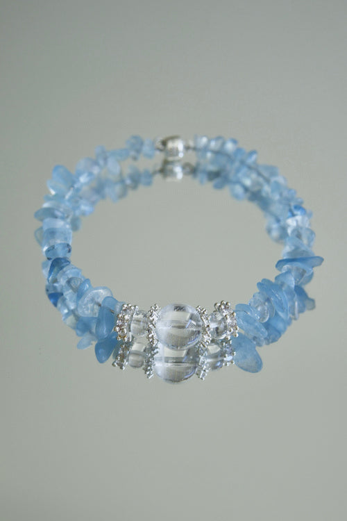 Magnetic Clasp Aquamarine & White Crystal Bracelet