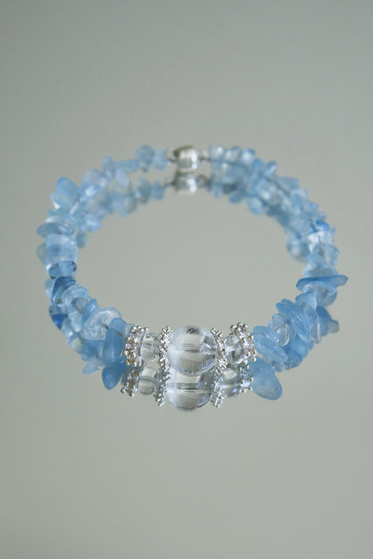 Magnetic Clasp Aquamarine & White Crystal Bracelet