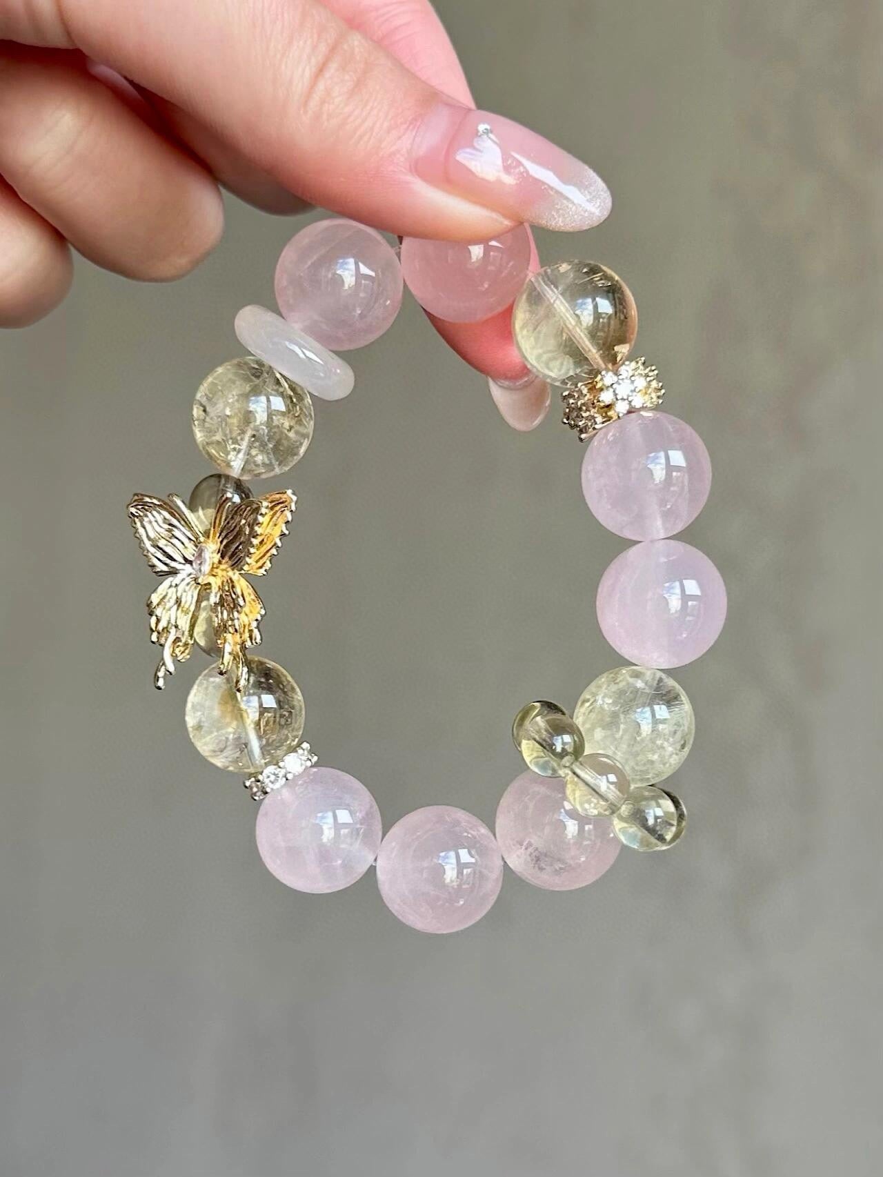 Butterfly-Shaped and Crystal Yellow Crystal Bracelet